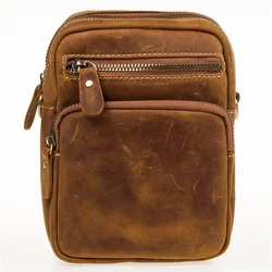 Riñonera Vintage de cuero genuino para hombre, bolso de cintura para el pecho, bolso de cadera para teléfono, bolso de hombro de marca, k3064