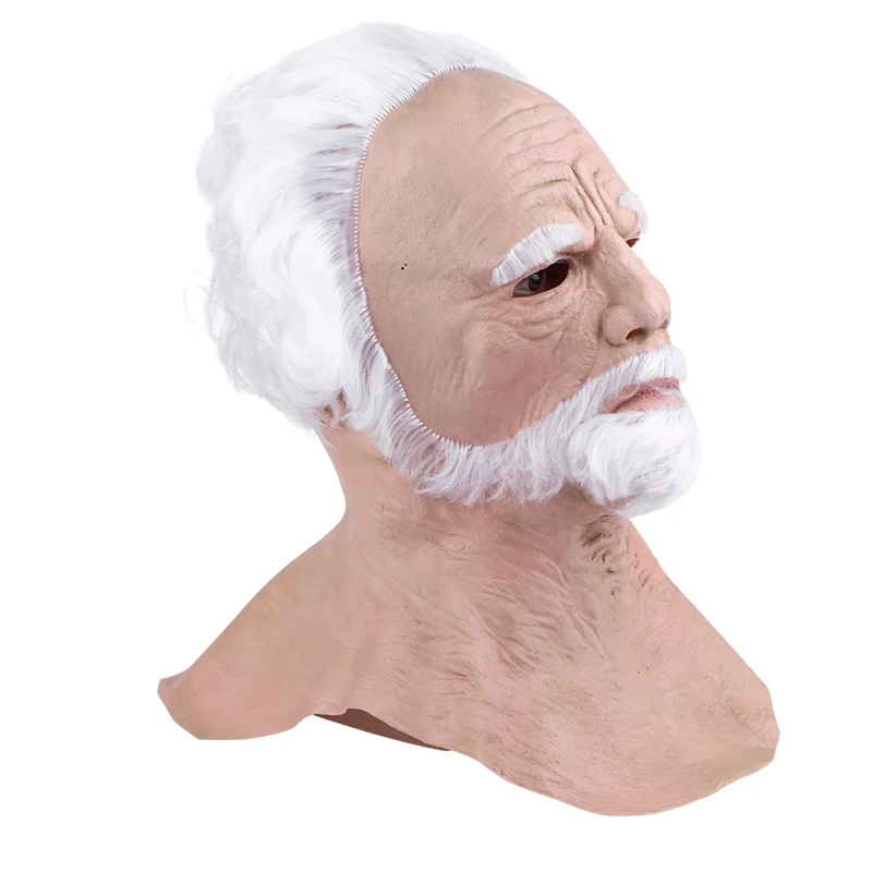 1 Stück Halloween-Dekoration Männermaske Vollkopfmaske Realistische Silikon-Oldermaske Simulationszubehör Party-Cosplay-Requisiten – Detail 5