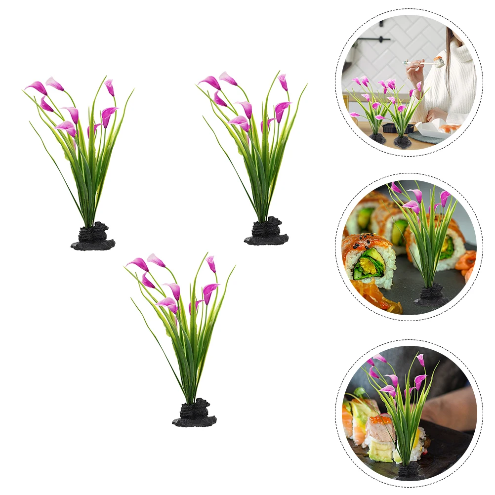 

3pcs Sashimi Plate Decor Artificial Plastic Flower nament Japanese Restaurant Tableware Accessories Sushi Dish Adornment