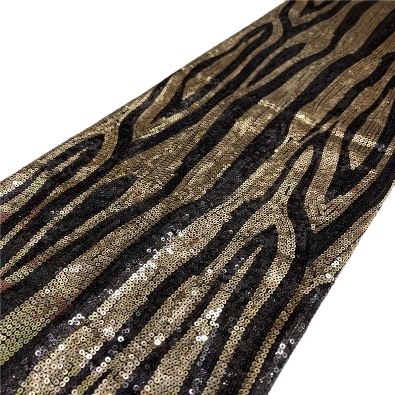 Zebra Stripe Leopard Print Embroidery Mesh Sequin Fabric, French Tulle Zebra Lace Fabrics, African Nigerian Fabric for Clothing