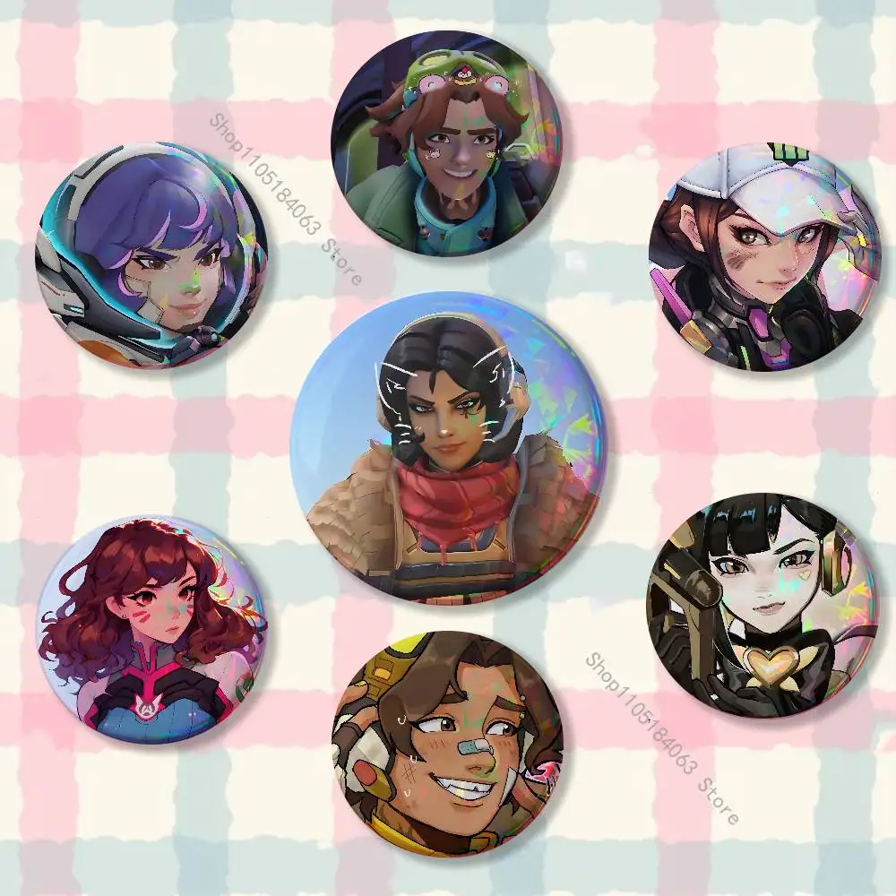 Pop Game O-Overwatch-S 5 Badge on Backpack Clothes decoration Tinplate Round Brooch Funny Custom Gifts for Friend