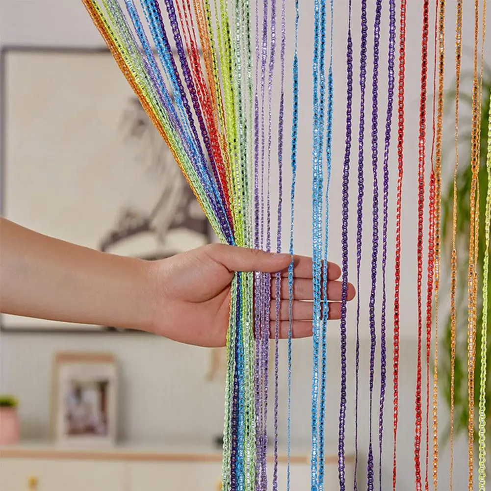 String Curtain for Doors Glitter String Curtain Door Fringe Sparkling Tinsel Backdrop Panel Privacy Room Divider for Parties
