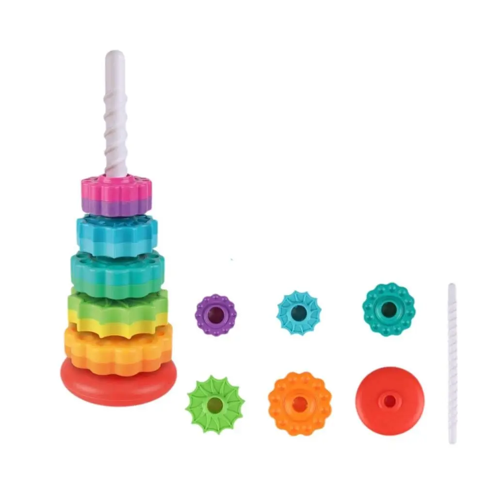 Montessori Rotating Rainbow Tower Spinning Environmental Protection Colored Children's Early Educational Safety