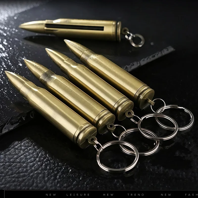 Mini portable creative bullet shaped hot selling metal matchstick with 10000 lighter multifunctional keychain combustion lighter