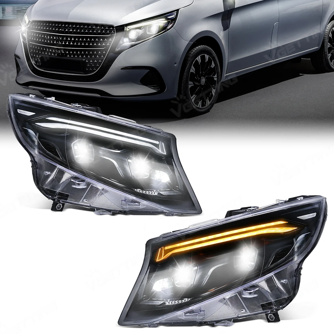 1PC/2PCS Car Front Lights For Benz Vito 2016-2023 W447 LED Headlight Assembly Turn Signal Driving Head Lamp Car Light Upgrade