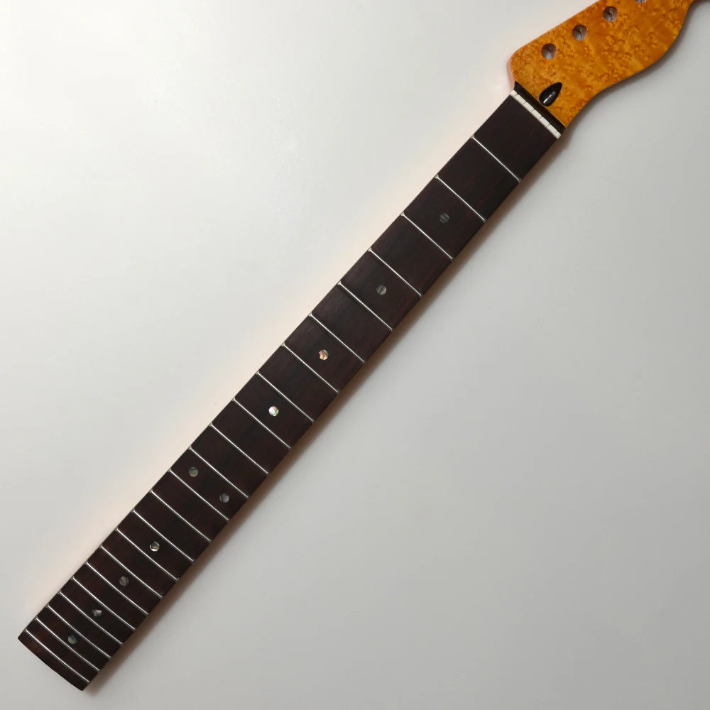 22 Frets Tlcaster Guitar Neck High Gloss Yellow Color Birdseye Maple Rosewood Fretboard for Electric Guitar