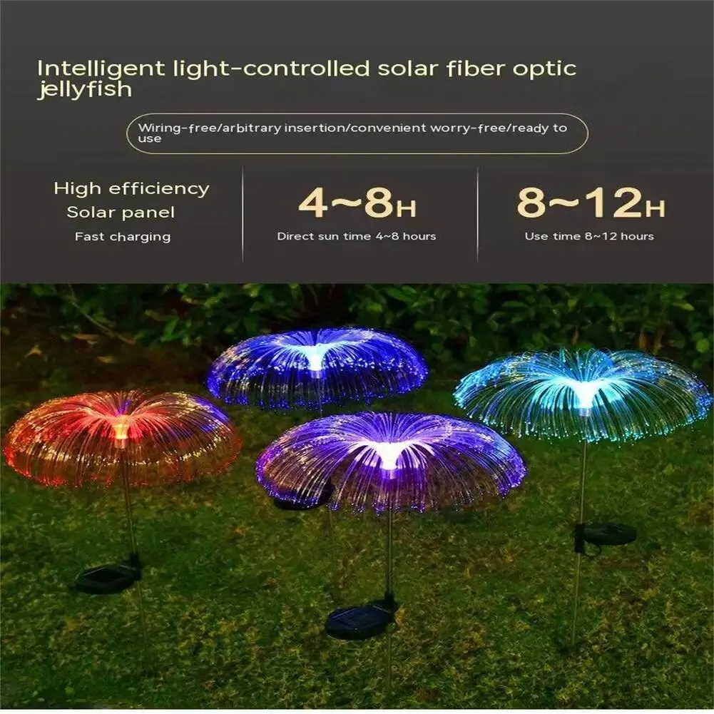 โคมไฟแมงกะพรุนพลังงานแสงอาทิตย์สีสันสดใส LED, โคมไฟสร้างบรรยากาศกันน้ำสำหรับตกแต่งลานสวนระเบียงสนามหญ้า