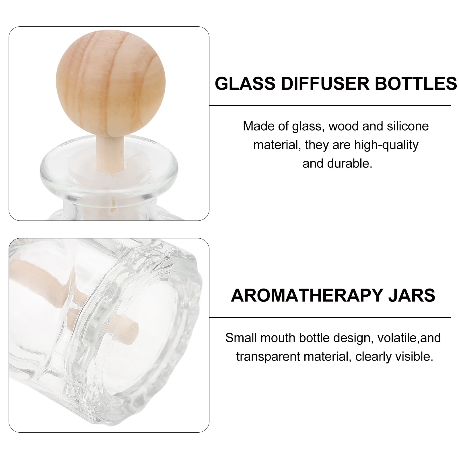 

3Pcs Glass Diffuser Bottles Transparent Aromatherapy Jars Empty Refillable Containers for Essential Oils Room Fragrance