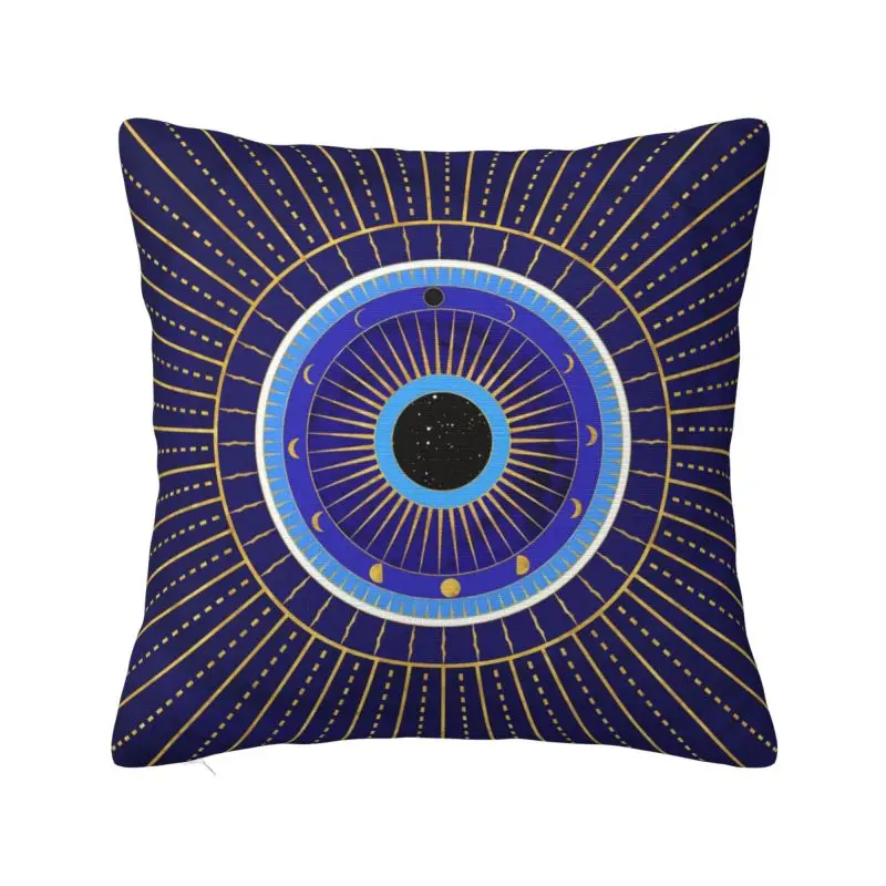 Juste de coussin en velours personnalisé, taie d'oreiller de luxe, oeil d'Evile avec phases de lune