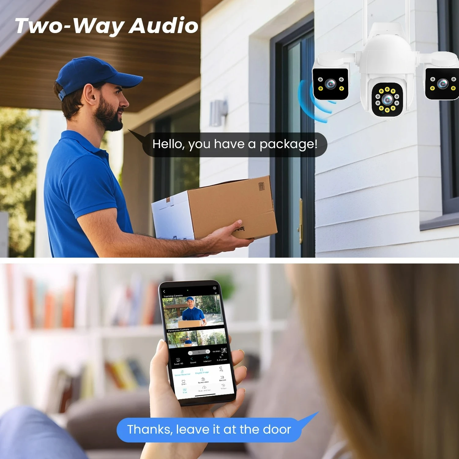 15MP 6K WIFI IP كاميرا خارجية تتبع الحركة PTZ 4K كاميرا فيديو ثلاثة عدسة ثلاثة شاشة نظام أمان مقاوم للماء O-KAM Pro