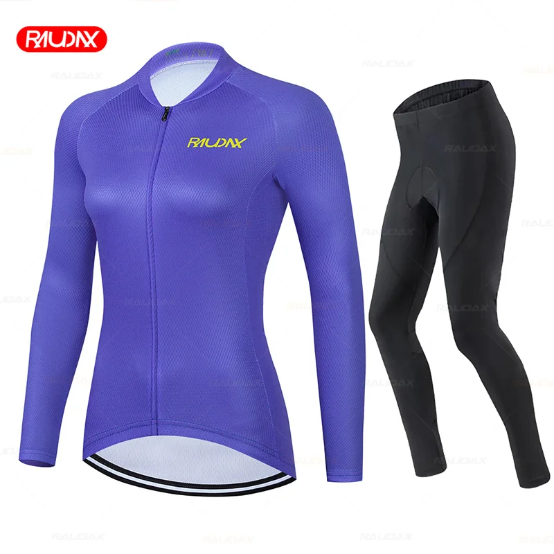 

Women Long Sleeve Sports Cycling Set Ropa Ciclismo RAUDAX Cycling Jersey Set Breathable Bicycle Clothing Riding Bike Clothes