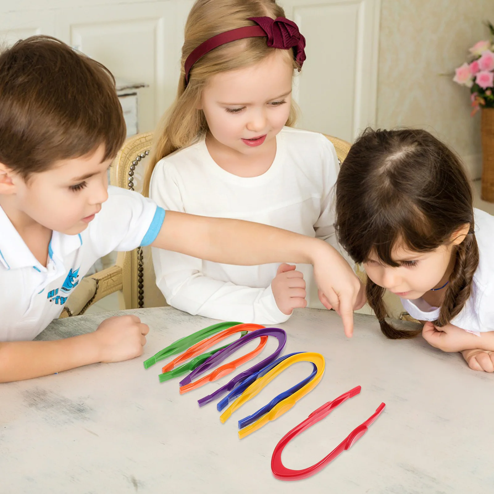 

6Pcs Kids Plastic Tweezers Rounded Tip Safe Grasping Small Objects Educational Preschool Science Activities Forceps Tweezers