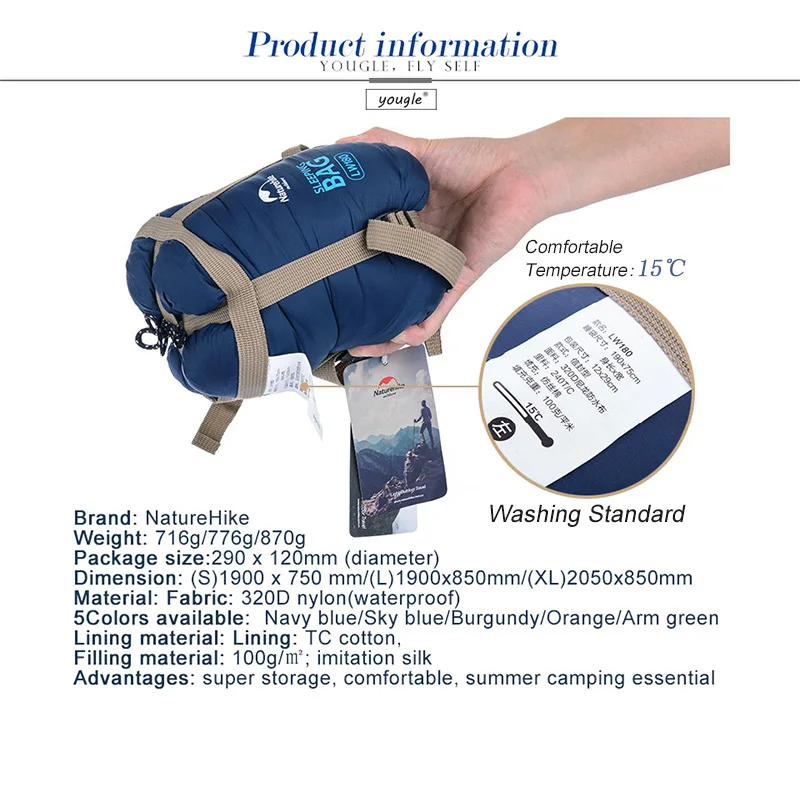 NatureHike 야외 초경량 봉투 슬리핑 백 캠핑 하이킹을위한 초소형 야외 텐트 액세서리 등산