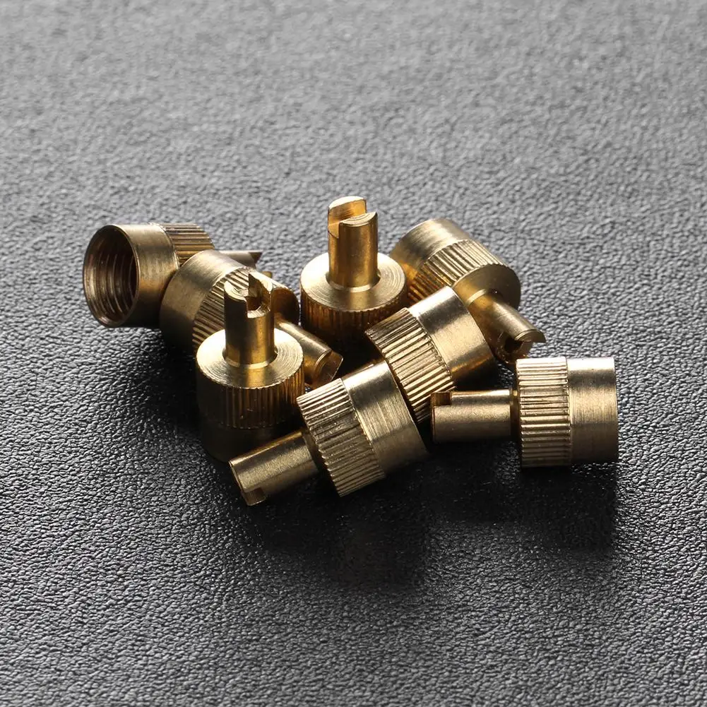 8pcs Copper Slotted Head Valve Stem Caps with Core Remover Tool for Car Motorcycle Wheels Tires Accessories