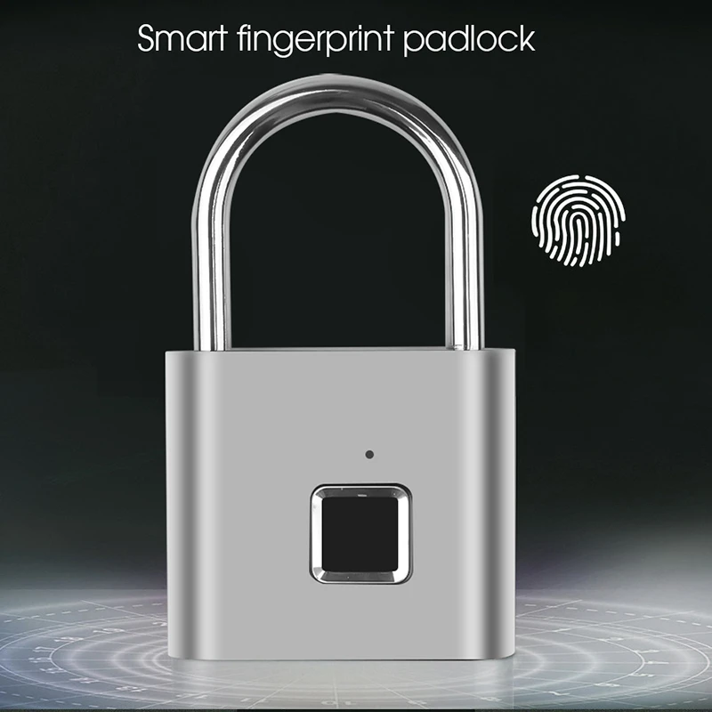 Fingerprint Padlock,Portable Anti-Theft USB Charging Fingerprint Lock for Lockers, Suitcases, Backpacks Etc Can Support