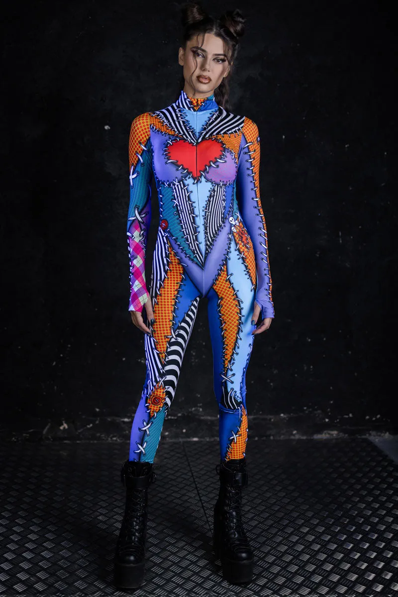 Zawaland Halloween Catsuit Jumpsuit Female Children Carnival Party Splice  Print Cosplay Costume Zentai Women Clothing Bodysuit