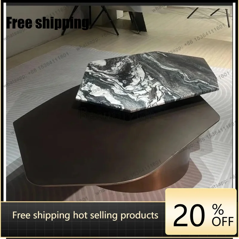 Factory Direct Italian minimalist creative coffee table design rotating marble coffee table