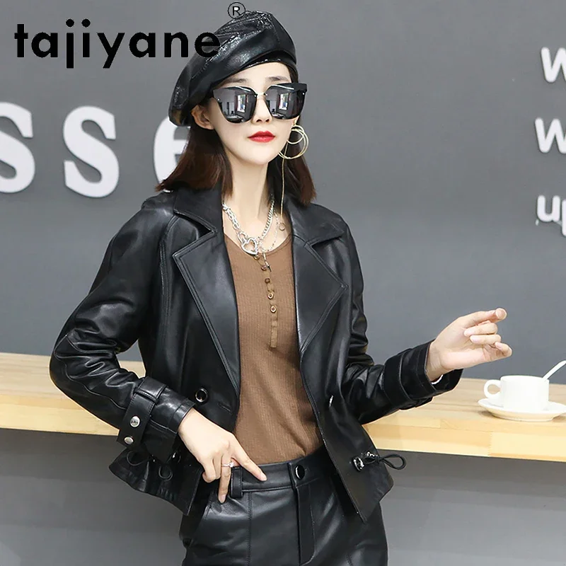 

Tajiyane 2021 Autumn 100% Genuine Sheepskin Coat Women Fashion Black Short Leather Jackets Women's Clothing Abrigos Mujer Gmm744