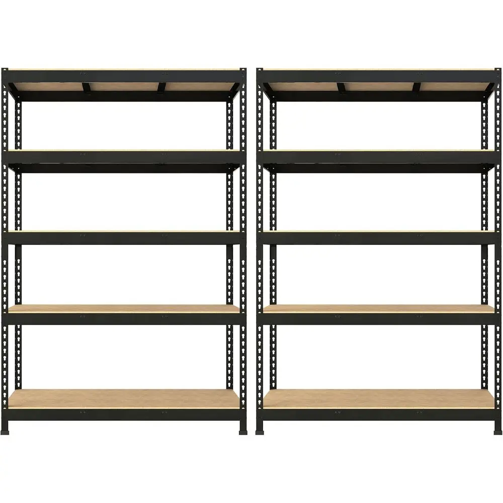 

5-ярусные регулируемые металлические полки, 48x24x72 дюймов, 2 шт., сверхпрочные стеллажи для гаража, кухни или склада, черные