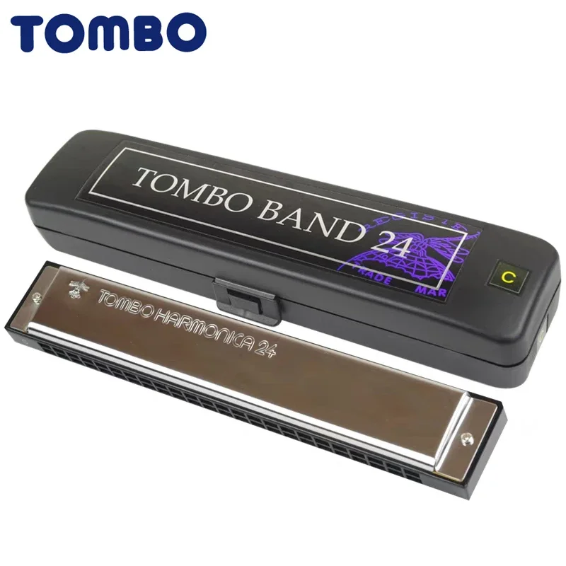 

Tombo 3124 Tremolo Harmonica 24 Hole 48 Tone Blues Harp Mouth Organ Key of C ABS Resin Brass Reed Musical Instruments Tombo