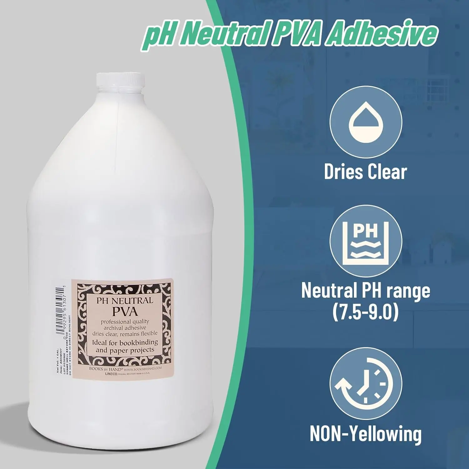 Eco PH Bennható pva adhesiva, acid-free, water-soluble, Szárazság Meghiggad, archival minőségű pva Formula, számára Könyvkötés, Folyóiratszám