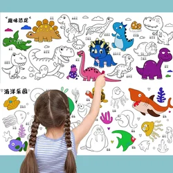 Children Drawing Roll Sticky Color Filling Paper Graffiti Scroll Coloring Paper Roll for Kids Gift DIY Painting Educational Toys