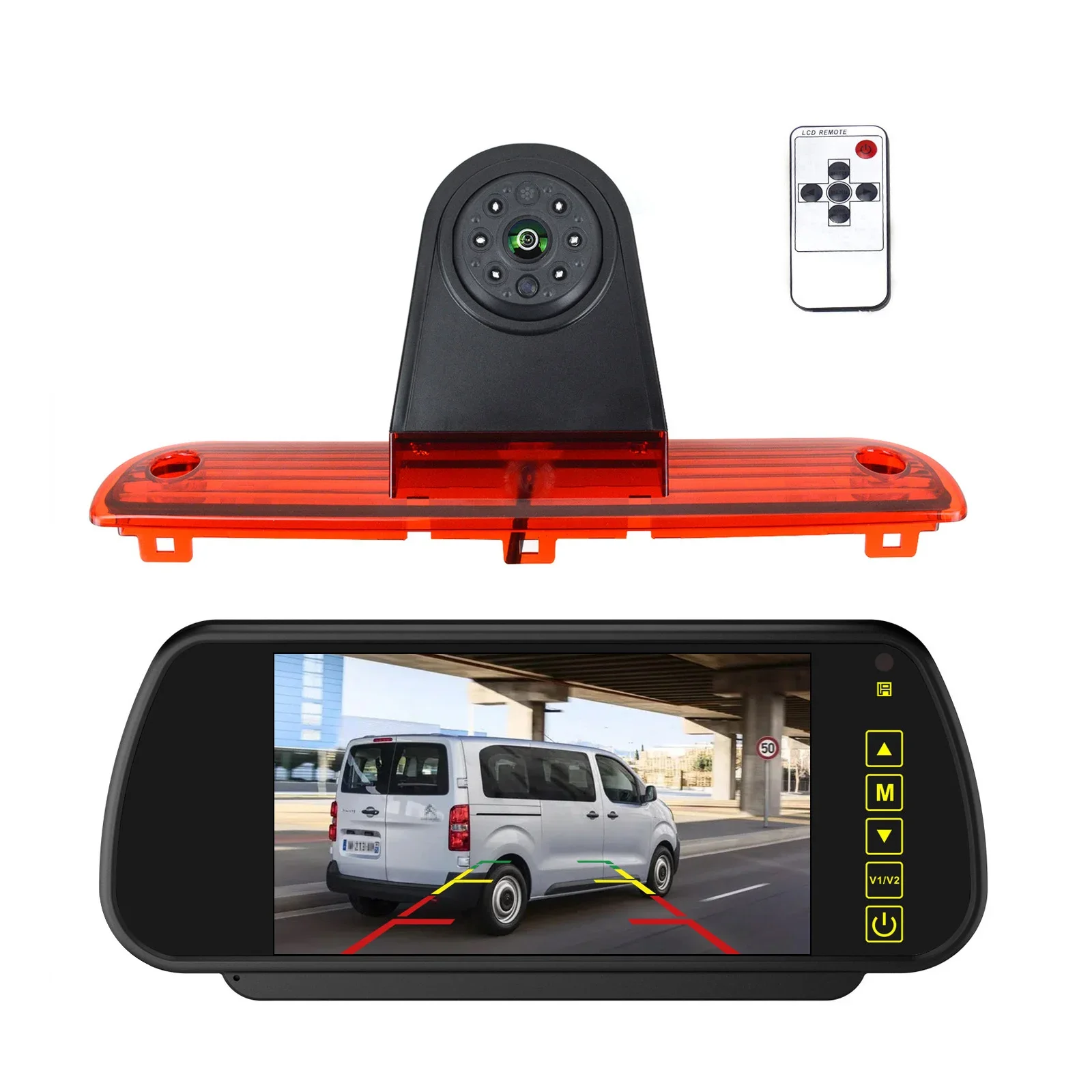 7 inch Mirror Monitor with 3rd Brake Light Rear View Reverse Backup Camera Kit for Fiat Ducato Boxer Citroen Jumper Van