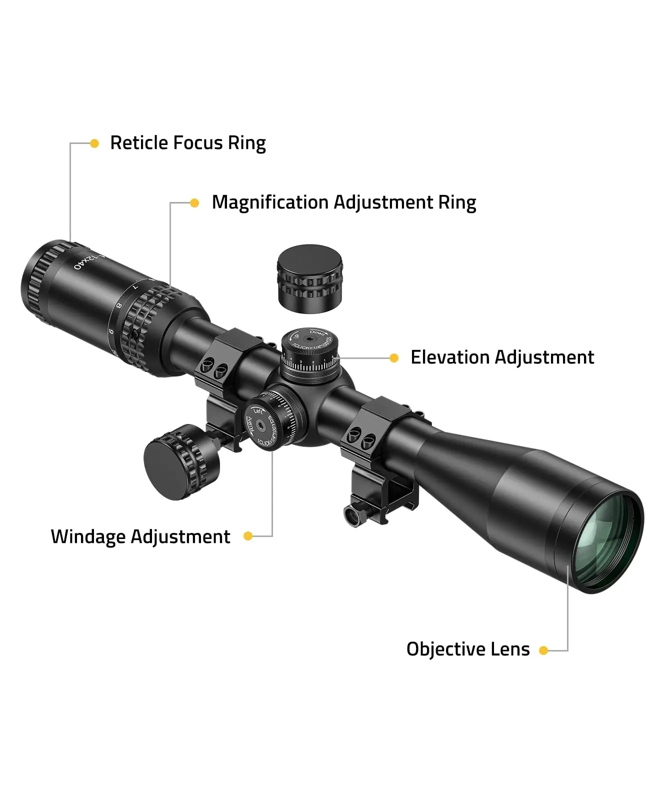 

MIDTEN 4-12x40 Rifle Scope BDC Reticle Riflescope SFP Optics Sighting With 1inch Tube Scope Rings For 20mm Picatinny Rail