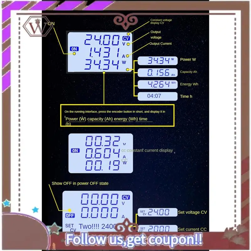 

A57E-CNC Adjustable DC Regulated Power Supply Constant Voltage Constant Current Maintenance 20A/1200W Step-Down Module