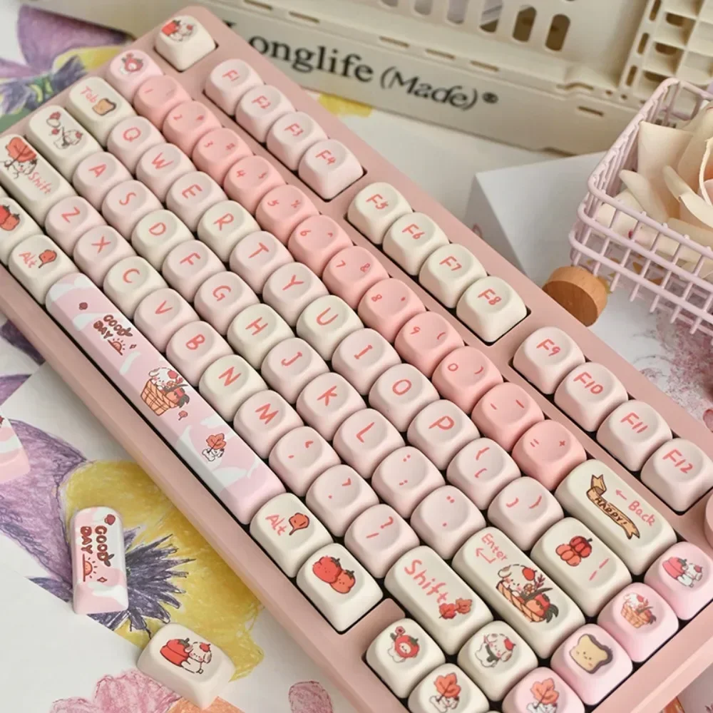 Pink Keycaps/Happy Fix Dog Theme MOA Highly Customizable Mechanical Keyboard Keycaps for Gaming Keyboards MX Switch