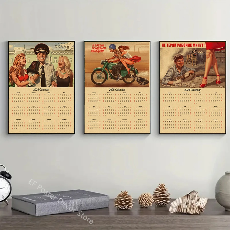 2025 Calendar Celebrity Stalin Marx Lenin Poster USSR CCCP Home Room Decor Painting Vintage Kraft Paper Prints Art Wall Picture