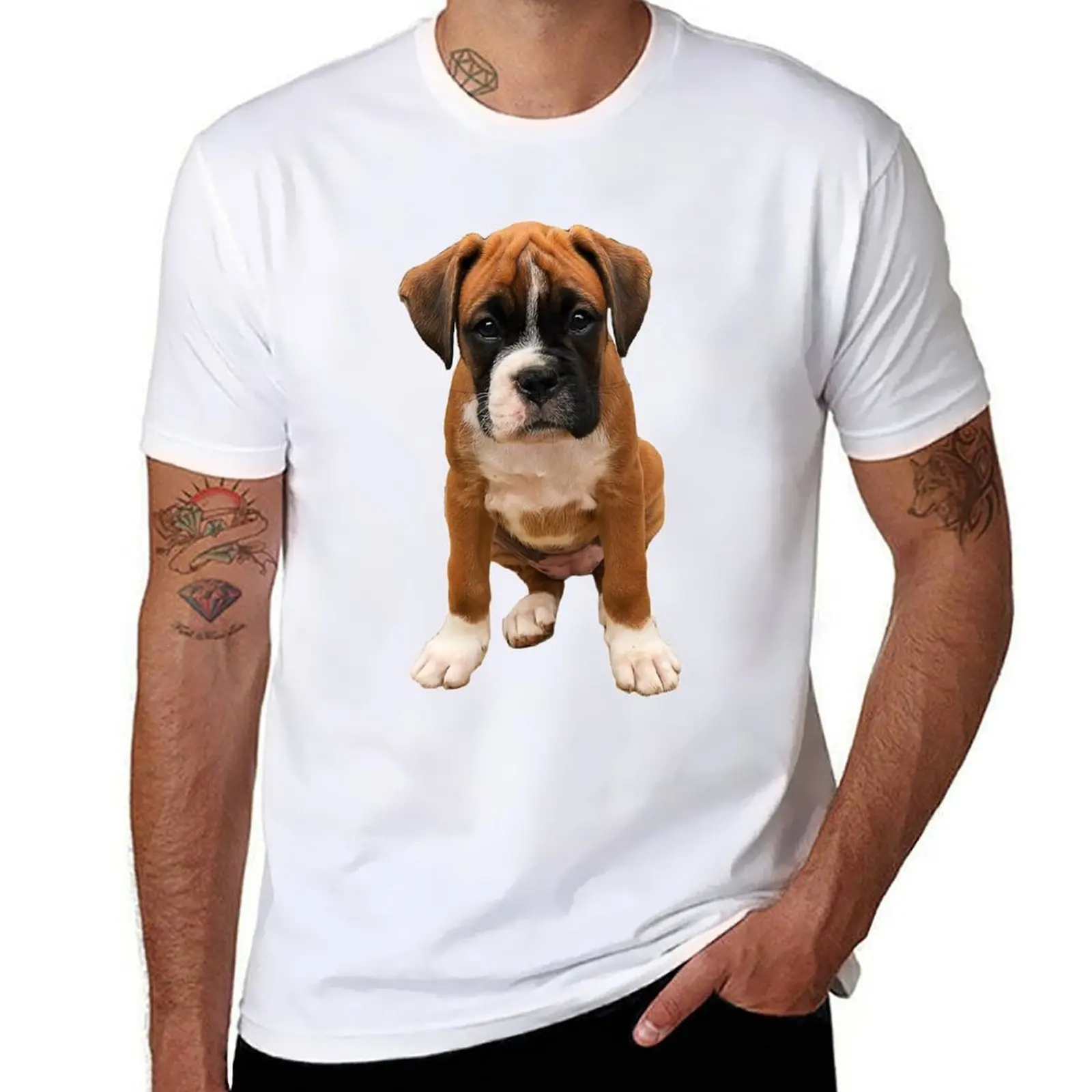 

Boxer Cute Puppy Dog T-Shirt t shirt man cotton anime t shirts oversize T-Shirt
