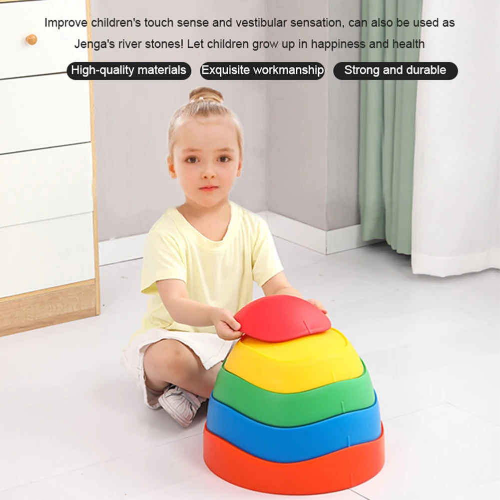 Kids Balance Stepping Stone For Balance Blocks for Exercise Balance And Coordination Indoor Outdoor Rainbow Crossing River Stone