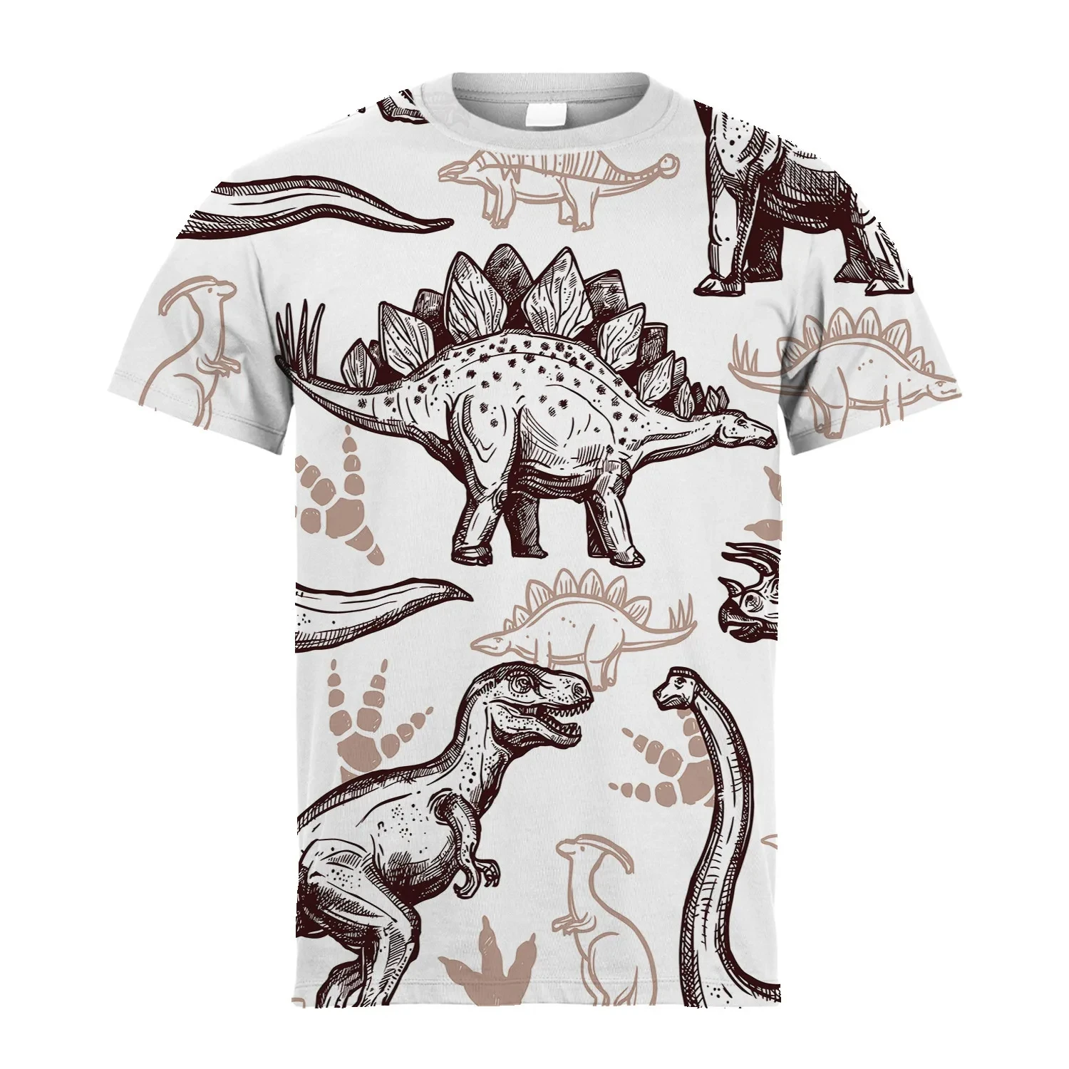 T-Shirt à Manches Courtes pour Enfant Garçon et Fille, Vêtement Décontracté avec Imprimé de Dinosaure, de 2 à 8 Ans, Été