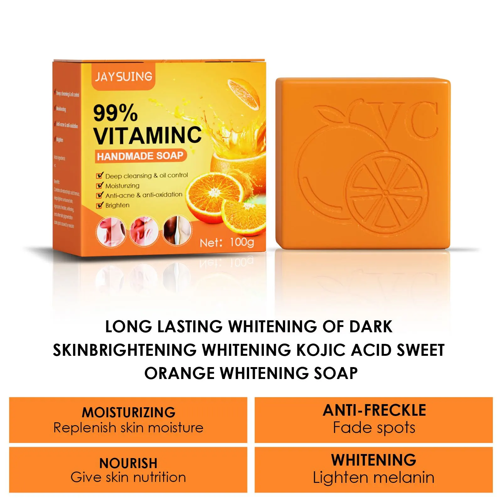 Vitamin C Brightening Soap Body Face ลบเมลานินปรับปรุงความหมองคล้ํา Deep Cleansing Oil Control Hydrating Skin Wash Foam Soap