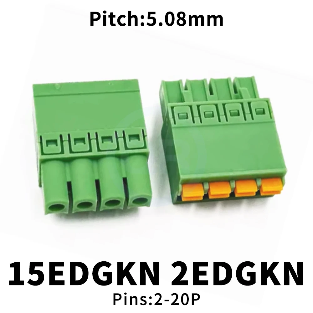 (5 pcs) KF 2EDGKN-5.08mm Screwless Plug & Pull Push PCB Terminal Block Thin Plug 15EDGKN 5.08 2~20Pin