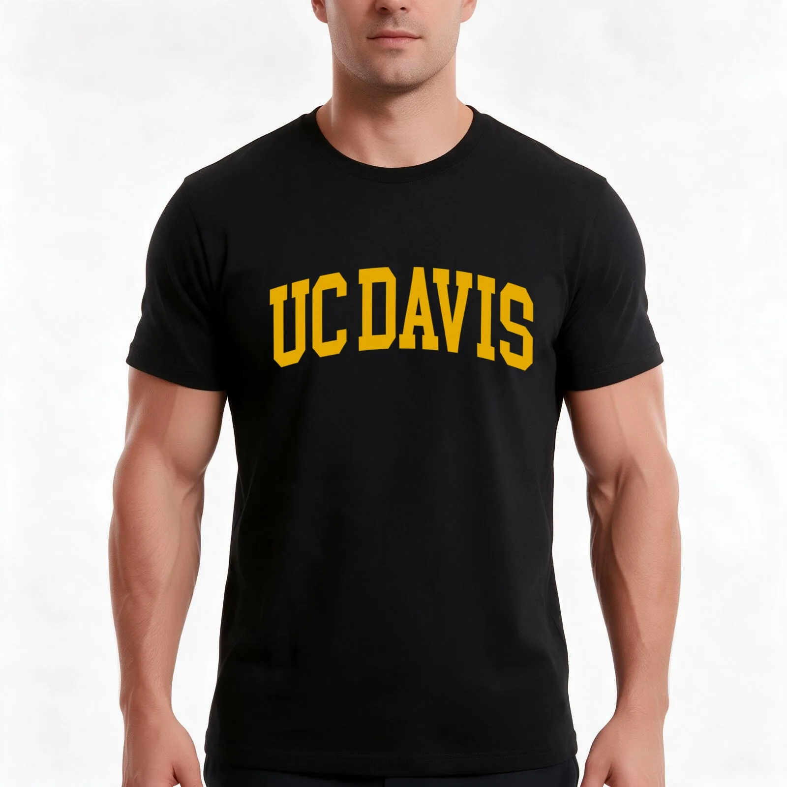 uc davis - college font curved T-Shirt Summer Casual Cotton Tee Oversized Streetwear Tops Vintage Graphic Print 100% Cotton