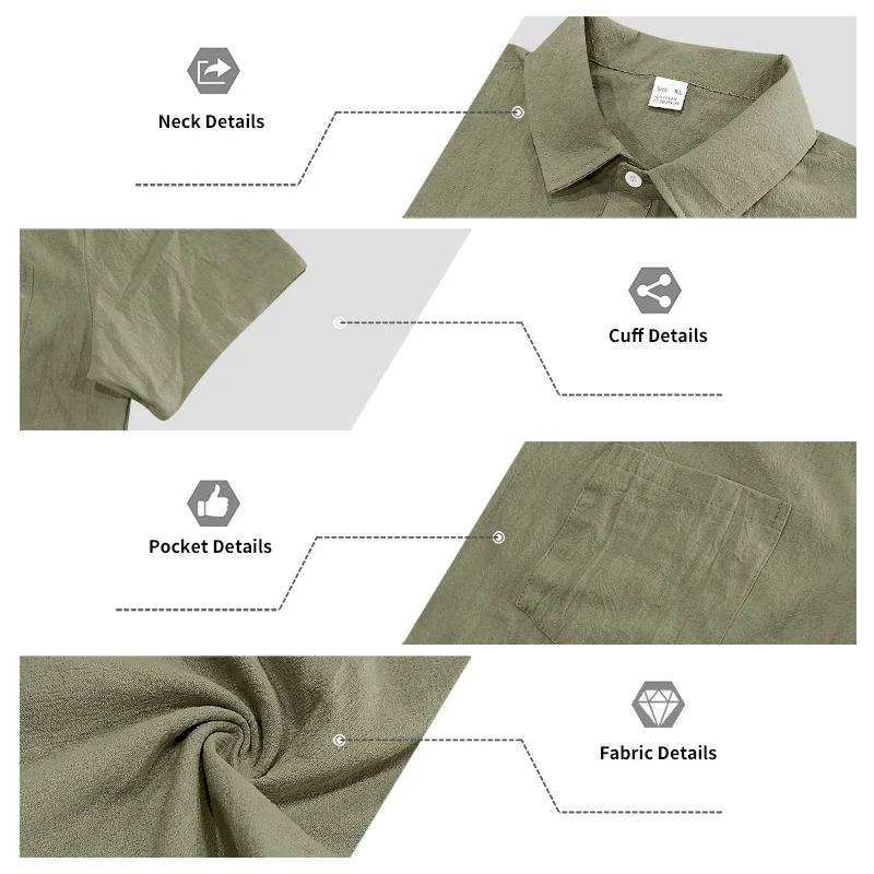 Men Summer American Linen Two Piece Set Short Sleeve Shirt Drawstring Cargo Shorts Loose Casual Outdoor Commute Vacation Outfit - view 5