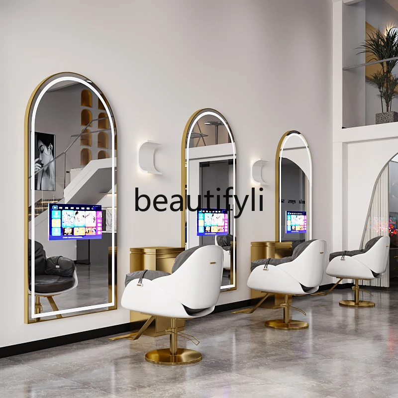 

Student Barber Shop Mirror Desk Hair Shop Smart TV Mirror Desk Hair Salon Hair Cutting Special Beauty Mirror