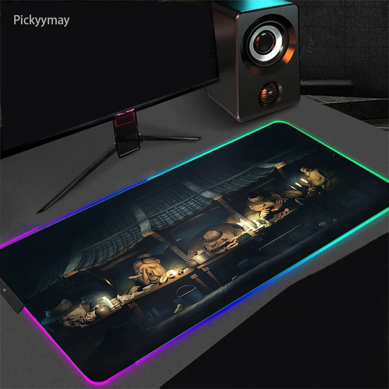 Little Nightmares RGB Mouse Pad XXL Computer Keyboard Carpet PC Gaming Accessories LED Gamer Desk Mats Mousepad With Backlight