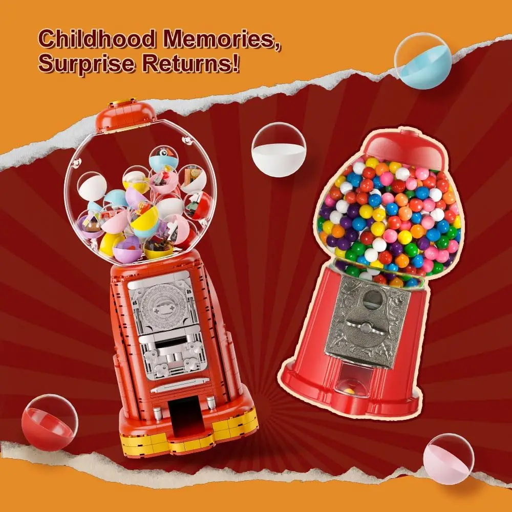 Retro Gumball Machine Building Set with Interactive Gameplay