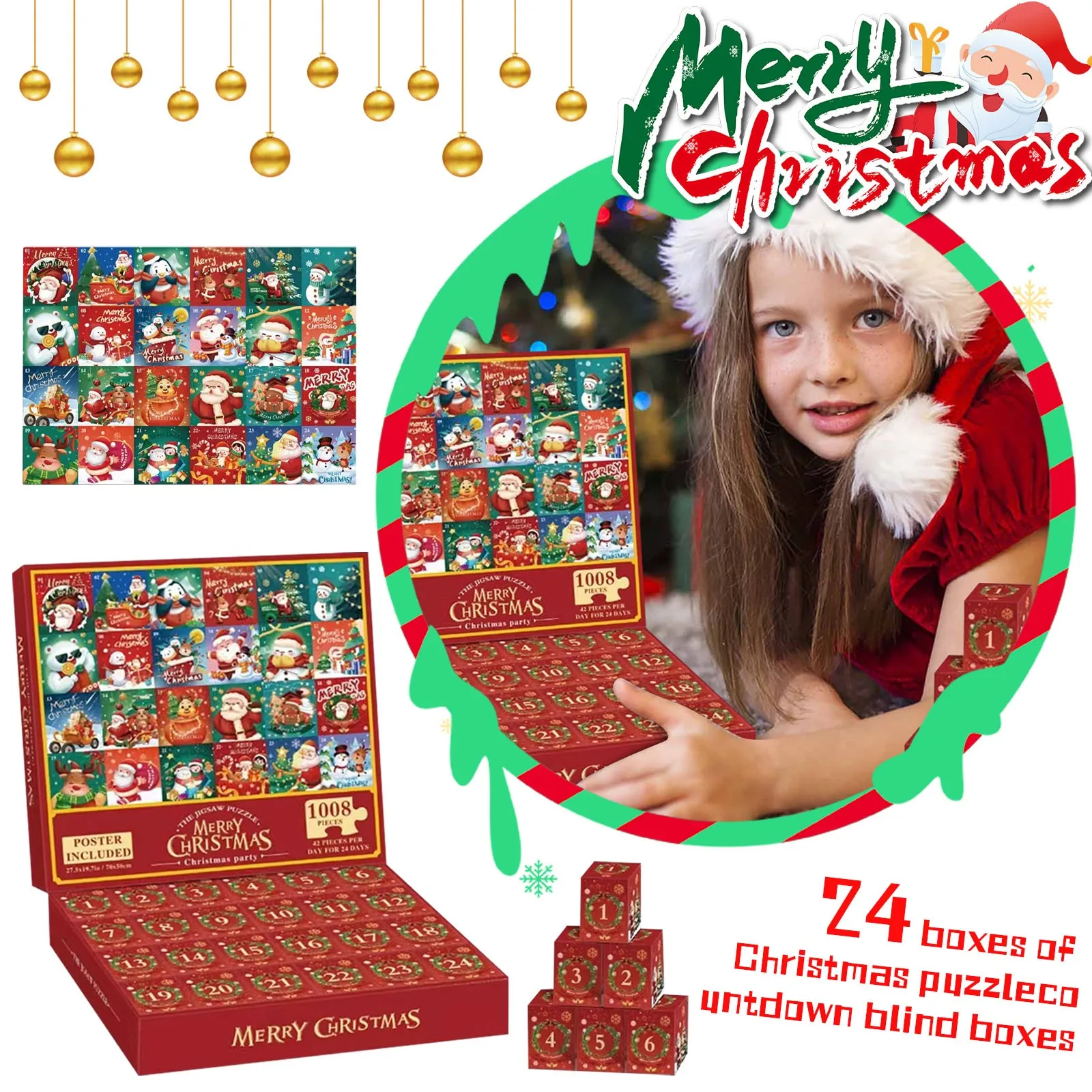 Hristmas Advent Calendar Puzzle Christmas Countdown Puzzle Toy, Kids Christmas Gift Birthday Gift Suministros Para Fiestas