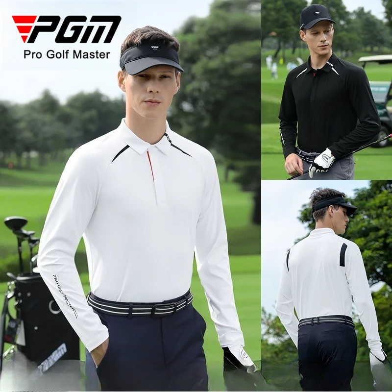 

PGM Men's Golf Long Sleeve Polo T-shirt Autumn Winter Collar Soft High Elasticity Top YF822