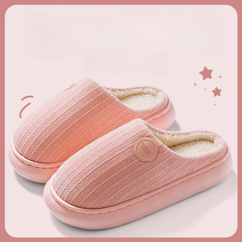 Women's Plush Winter Slippers - Cloud Comfort Fleece-Lined House Shoes, Thick Sole Anti-Slip Couple Slippers for Indoor Home image 2