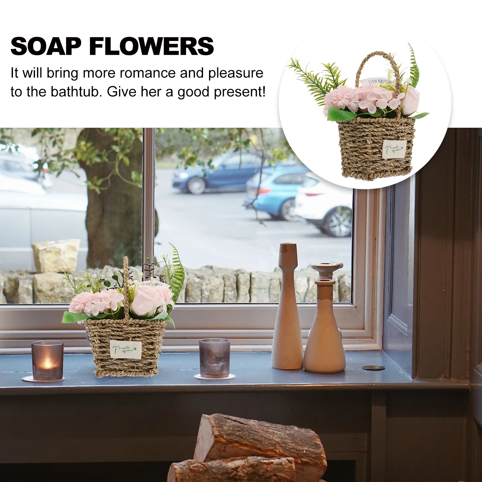 

Soap Bouquet Handcrafted Roses Artificial Basket Flower Present Petal Valentine's Long-lasting Flowers High Quality