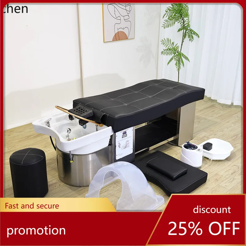 

ZML Stainless Steel High-End Head Therapy Shampoo Bed Water Circulation Steaming Beauty Bed