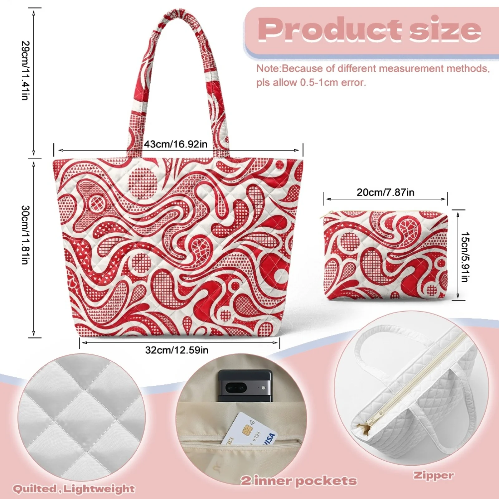 Coloranimal Vintage Floral Pattern Set of 2 Portable Quilted Shoulder Bags for Excursions New Trend