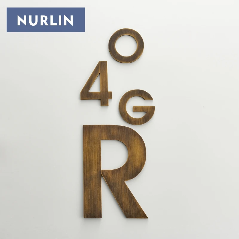 Nurlin Solid Brass Multiple Sizes Digital Courtyard Outdoor Doors Signage of the House Hassle Free Installation Old Bronze Color