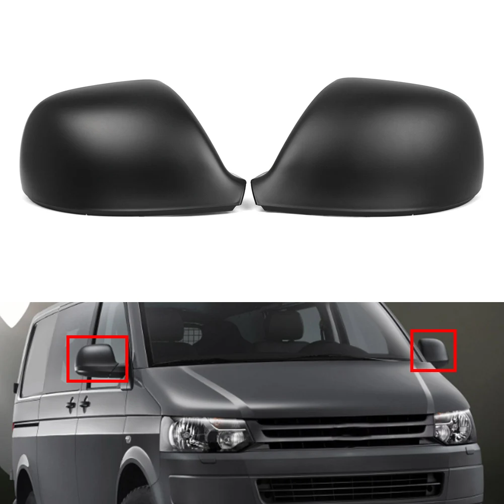 1Pair Car Rearview Mirror Caps Cover Matte Black For VW Transporter T5 T5.1 T6 2010-2023