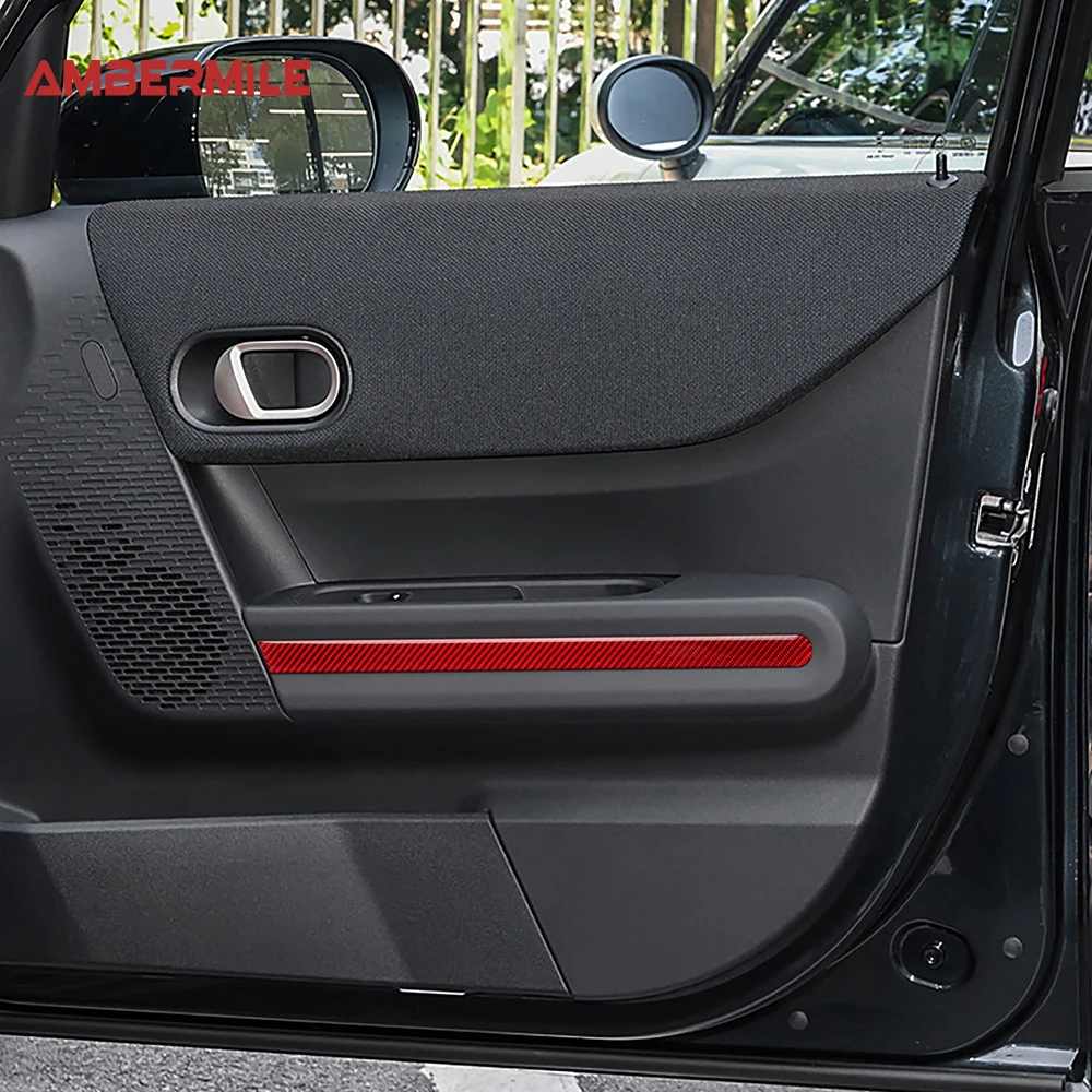 LHD RHD for Mini Cooper S F65 2024 2025 Car Door Decorative Strips Interior Sticker Real Soft Carbon Fiber Panel 4pcs/set
